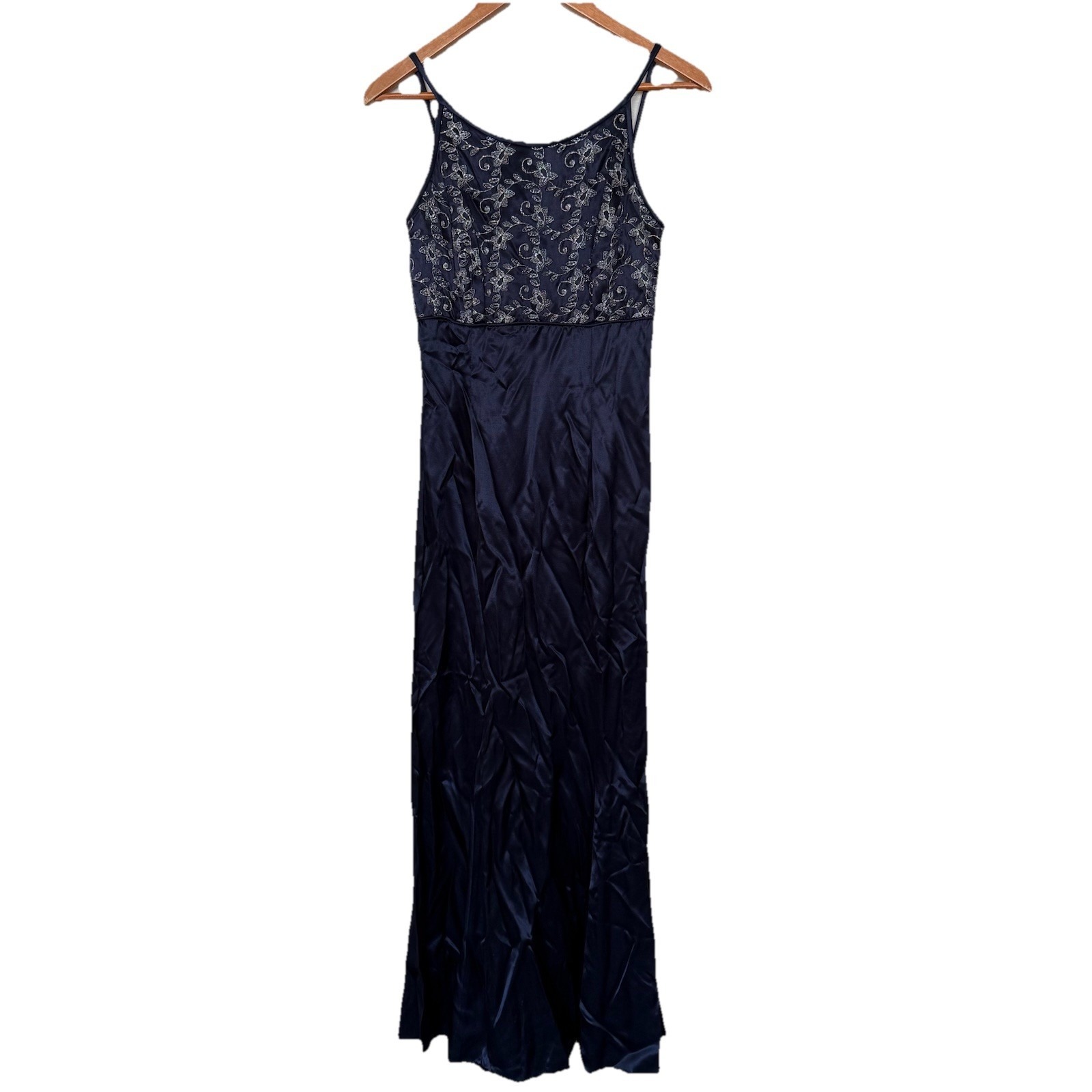Vtg Gunne Sax Dress 5/6 Jessica Mcclintock Maxi Embroidered Blue Silk Prom